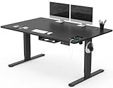 Devoko Höhenverstellbarer Schreibtisch 140x80cm mit Typ-C Ladeanschluss, Schreibtisch Höhenverstellbar Elektrisch, Mobiler Elektrisch Computertisch mit Kabel Management Tray, Schwarz