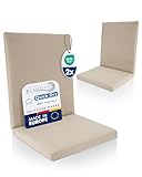 Beautissu 2er Set Premium Niedriglehner Auflage 100% Wasserdicht 100x50cm – UV-beständig Bequem Pflegeleicht Waschbar Sitzkissen Gartenstuhl – Polsterauflage Gartenmöbel Stuhlauflage Beige