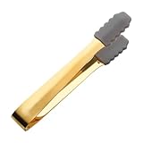 Eisklammer für Küche | Edelstahl Würfel Zuckerzange - rutschfeste Küche Lebensmittel Clip Silikon Dessert Eisklemme für Kaffee Bar Küche