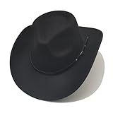 Cowboyhut Damen Herren mit Band Cowgirl Kostüm Westernhut Cowboyhüte für Damen Schwarz