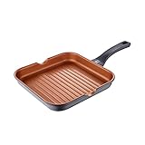 SAN IGNACIO Bronze | Antihaftbeschichtete Grillpfanne 28 x 28 x 4,5 cm cm | Aus Gegossenem Aluminium | Effiziente Wärmeverteilung | Mit Soft-Touch-Griff | Geeignet für Alle Herdarten