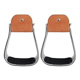 Generisch Western-Aluminium-Steigbügel – Sicherheits-Steigbügel Aus Druckguss Mit Rutschfesten Gummifüßen | Glatte Nichtporöse Oberfläche, Gepolstert Für Komfort | Innenbreite 12 cm