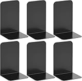 Deefongo Buchstütze aus Metall, 6 Stück, Schwarz, 20.5x13.5x9.3cm, Buchstützen Metall für Schule, Büro und Zuhause