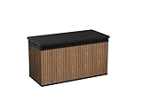 Keter Auflagenbox/Kissenbox 570 Liter l 100% Wasserdicht l mit Belüftung dadurch kein übler Geruch/Schimmel l Moderne Holzdielenoptik l Deckel belastbar bis 300 KG (2 Personen)