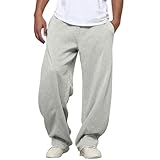 Jogginghose Herren Baggy,Herren Baggy Jogginghose Breite Jogging Hose Weites Bein Sweatpants Lang Sporthose Sweat Pants Men Winter Warme Männer Sweathose Mit Taschen Trainingshose GY2 XL