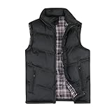 YOUTHUP Herren Steppweste Dicke Freizeit Winterweste Bodywarmer Outdoor Wärme Gilet Stehkragen, Schwarz, XL