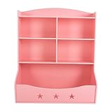 C-Juzarl 3 Etagen Bücherregal 2-in-1 Aufbewahrungsregal Standregal für Kinder Kinderzimmerregal Mehrzweck Organizer Kinderregal für Wohnzimmer (Hellrosa)