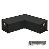 HEIMUNI Lounge Abdeckung L-form Loungemöbel Schutzhülle für Gartenlounge Abdeckung Loungemöbel l Form Wasserdicht Abdeckung Gartenmöbel L Form Abdeckplane Ecksofa 255x255x100x80/65cm
