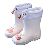 Stiefel für Kleinkinder, Mädchen, Jungen, Kinder, Regenstiefel, isoliertes Futter für Jungen und Mädchen, Gummi-Regenstiefel, Kleinkind, Regenstiefel, Mädchen, Winter, Moorstiefel, weiß, 26 EU