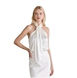 LA FERANI Damen Seidenschal 100% Seide weiß Halstuch Schal Uni Farbe 180x90cm für Anzug formelle Anlässe Stola Business Style Geschenk für Sie (Weiß)