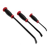 Wiltec 3tlg Brecheisen Set wärmebehandelt mit gummiertem Griff Stemmeisen 20,32cm 30,48cm 45,72cm Brechstange Satz mit Nageleisen Montiereisen