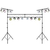 COSTWAY 350cm lang Lampensaktiv, DJ-Lichtstativ 180-360cm höhenverstellbar aus Metall, Beleuchtungsativ mit einziehbaren T-Stangen bis 100kg Belastbar für Konzerte, Theater & Partys
