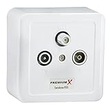 PremiumX PX3 Antennendose 3-Fach Enddose Antennen-Dose Einzel und Stichleitungsdose Aufputz Unterputz SAT-TV-Radio HD Multimediadose
