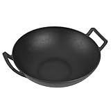 onlyfire Wok Gusseisen, Ø36cm Wokpfanne mit Griff, Gusseisenpfanne für Weber Gourmet BBQ System, Passend für Weber Spirit II & Genesis II GS4 System, BBQ Grillpfanne