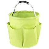 Maximex Universal Reinigungs-Caddy XL Grün, 34l Hauptfach mit 6 Taschen für Utensilien & gepolstertem Griff, Wasserabweisend, Faltbar, Für zuhause & unterwegs, Belastbar: 10kg, Polyester, Ø35x35cm