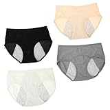 Warmhm 4 Stück Damen Menstruationsslips aus Baumwolle Atmungsaktiv Mittelhoher Periodensicherer Schutz Wiederverwendbar