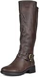 DREAM PAIRS Kniehohe Damen Westernstiefel Motorradstiefel mit seitlichem Reißverschluss und Druckknopfschnalle,Size 36,Braun,Uncle