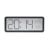 UTTASU Digitale Wanduhr, batteriebetrieben, moderne, leise Kinderuhr, LCD-Digitaluhren, Uhrzeit, Temperatur, Luftfeuchtigkeit, elektronische Schreibtischuhr für Schlafzimmer, Wohnzimmer, Büro