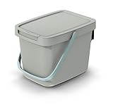 Mülleimer Müllbehälter Abfalleimer Biomülleimer mit Griff und Klappdeckel Abfallsammler Mülltonne Müllsortierer Papierkorb (6L, Hellbraun)