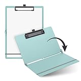 SAX Faltbares Klemmbrett, Aqua, Clipboard, A4 auf A5, hoch- und Querformat, ideal für Reisen und Business, für 30 Blatt, inkl. elastischem Verschlussband und Stiftschlaufe, langlebig & stoßfest