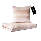 bugatti Bettwäsche 155 x 220 cm - 100% Baumwolle, Reißverschluss, anschmiegsam, weich & waschbar, Mako Satinbettwäsche gestreift beige