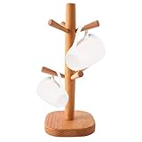Tassenständer Holz, Hölzerner Brezelständer Tassenhalter, Abnehmbar Brezelhalter Tasse Rack, Baumbecherhalter Tassenbaum mit 6 Haken für Küchentheke Tabletop Kaffeetassenregal