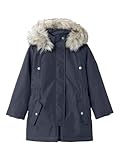 NAME IT Mädchen NKFMILLA Parka Jacket Long NOOS Steppjacke, Dark Sapphire, 128