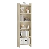 Hzuaneri Bücherregal, Regal, Standregal, Büroregal, mit 6 Fächern, offen, für Wohnzimmer, Arbeitszimmer, Büro, als Raumteiler, 24 x 48 x 170 cm, Eichenbeige BC01116X
