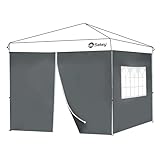 Sekey 2PCS Seitenwände für Pavillon 3x3 Wasserdicht Winterfest, Seitenwände für Pavillon Partyzelt Gartenzelt 3x3m, 1 Fenster 1 Tür, Grau