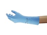 Ansell AlphaTec 37-007 Nitril-Handschuhe, Chemikalienschutz-Handschuh, Chemikalien- und Flüssigkeitsschutz, Industrie PSA, Arbeitshandschuhe Wiederverwendbar, Blau, Größe S (1 Paar)