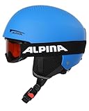 ALPINA ZUPO SET (+PINEY) - Hochwertiges, Sicheres & Robustes Set aus Skibrille & Skihelm Für Kinder, blue matt, 48-52 cm