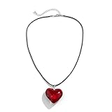 GTYARYUA Herzkette, Halskette Herz, Necklace Y2K, Herzanhänger, Kette Damen, Lange Kette Damen Modeschmuck, Schwarze Kette und Großer Liebesanhänger, Geburtstags Geschenke für Mädchen und Frauen (A)