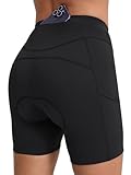 BERGRISAR Fahrradhose Damen Gepolstert Atmungsaktiv Elastische Radlerhose Radhose mit 3 Taschen Schwarz L