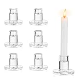6er Kerzenhalter Glas Kerzenständer Stabkerzen, Kerzenständer Stabkerzen Teelichthalter Transparent für Stabkerzen und Teelichter Klein Stabkerzenhalter Hochzeit Party Weihnachtsdeko Tischdeko Deko