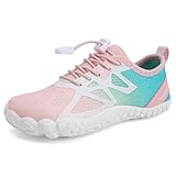 IceUnicorn Barfußschuhe Kinder Badeschuhe Junge Mädchen Wanderschuhe Traillaufschuhe(Rosa Blau,35EU)