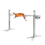 EUAIIPull Edelstahl Spanferkelgrill mit Motor Lammgrill Höhenverstellbarer 40kg Spießbratengrill 20W Elektrisches Grillspieß Set für Verschiedene Lebensmittel