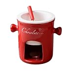 KHASCBNF Schokofondue Tasse Schokoladenfondue-Topf, Home Snack Candy Schokoladenschmelztopf, Käsefondue-Topf, Keramik-Hot Pot, Hot(Red)