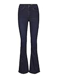 Noisy May Damen Flared Schlag Jeans | High Waist Denim Stretch Hose | Wide Vintage Pants NMSALLIE, Farben:Dunkelblau, Größe:30W / 32L