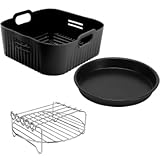 Silikonform Heißluftfritteuse für Ninja Heißluftfritteuse AF180/140 Philips HD9270, Airfryer Zubehör mit Grillroste Pizzapfanne für COSORI 6/6.2/6.4L