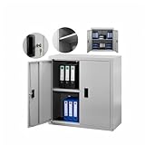Aktenschrank, Mehrzweckschrank, Stahl-Aufbewahrungsschrank, 5 Ebenen180x60x40, Doppeltüren, Schloss, Werkzeugschrank, verstellbare Ablagen (Gray 90 * 90 * 40)