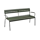 Gartenbank für Garten Freizeitbank for die Terrasse im Freien, Doppelsitzbank aus Aluminiumlegierung for die Gartenterrasse, Balkonstuhl mit Rückenlehne (Armeegrün) Gartenmöbel Bänke(Klein)