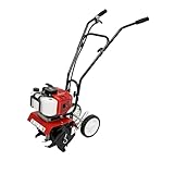 awolsrgiop 52CC 2-Takt Gartenfräse Motorhacke, 1.9KW Gartenfräse Benzin Kultivator Bodenhacke Bodenfräse Fräse, Benzin-Gartenfräse Motorhacke Radantrieb Ackerfräse Bodenfräse Kultivator