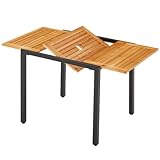 EROMMY Ausziehbarer Gartentisch 80-120x70 cm | Wetterfester Esstisch mit Schirmloch & verstellbaren Füßen für Balkon, Terrasse, Garten (2-6 Personen)