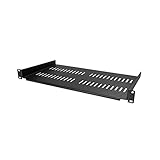 StarTech.com 1HE Fachboden - 1U perforiertes Universal-Rack-Montage-Server-Rack-Regal für 19 Zoll Netzwerkschränke - Passiv belüftet - Heavy Duty - bis 23kg - 25cm tiefe Ablage, schwarz (CABSHELFV1U)