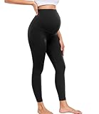 wirarpa Damen Umstandsleggings High Waist Schwangerschaftsleggings Blickdichte Weich Elastisch Umstandsmode Yoga Leggings Schwarz Größe M