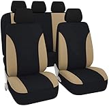 Akhan SB102 - Qualität Auto Sitzbezug Sitzbezüge Schonbezüge Schonbezug mit Seitenairbag Schwarz/Beige