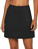 PINSPARK Golfrock Damen Kurz Tennisrock Hohe Taille Wandern Rock Herbst Knielang Laufröcke Radfahren Fitness Outdoor Tennis Skirt Schwarz L