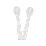 Wenplus 2 Stück 4,73 Zoll Kaviarlöffel Handarbeit Perlmutt MOP Kaviarlöffel W Runder Griff mit einer Kunststoff-Aufbewahrungsbox - Weiß, Stil D