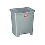 TATAY Millenium Mülleimer mit Pedal 21L | Mattes Finish | Innen und Außen | Für 20–30L Beutel | BPA-freier, robuster Kunststoff | 33,5x30x39 cm, Grau