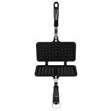 Alomejor Antihaft-Waffeleisen-Pfanne für den Herd, Praktische Doppel-Waffelpfanne, Gleichmäßige Erwärmung für Camping, Aluminium